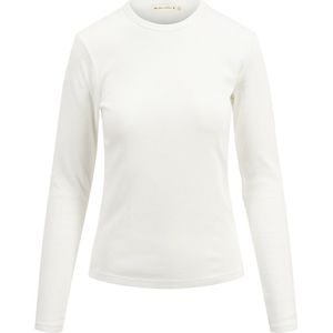 Zusss Basic Rib Ronde Hals Top Met Stretch Wit