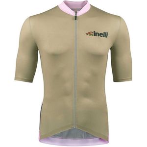 Cinelli Tempo Korte Mouw Wielertrui Beige S Man