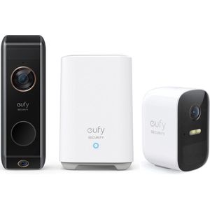 Eufy Video Deurbel Dual 2 Pro inclusief 2K dubbele deurbelcamera + Eufy 2C beveiligingscamera - (beweegbare camera) Bundel