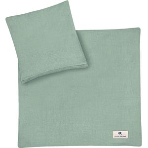 Julius Zöllner - Mousseline - Kinderbeddengoed - Groen - 100% Katoen, Oeko-Tex Standard 100, 2-delige set