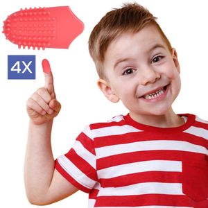 The Gumies® Vinger tandenborstel voor Kids – Voordeelpakket (4 stuks) | Zachte Tandvleesmassage | Poetsen Zonder Water of Tandpasta | Herbruikbaar tot 60x | Aardbei & Sinaasappel Smaak- MADE IN EUROPE