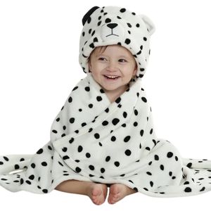 BoefieBoef Luipaard 2-in-1 Fleece Badcape & Wikkeldeken voor Baby's/Peuters met Dierencapuchon: Warm, Zacht & Comfortabel - Ideaal als Kraamcadeau – Wit