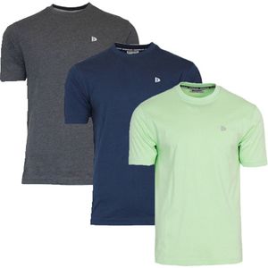 3-Pack Donnay T-shirt (599008) - Sportshirt - Heren - Charcoal-marl/Navy/Lemon green (571) - maat S