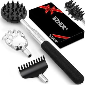 BZNDR® Ruggenkrabber - Stijlvolle Verpakking - Uitschuifbaar - Incl. Opzetstukken - Rugmassage - Telescopisch