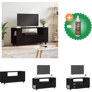 vidaXL Tv-meubel 102x34-5x43 cm bewerkt hout zwart - Kast - Inclusief Houtreiniger en verfrisser