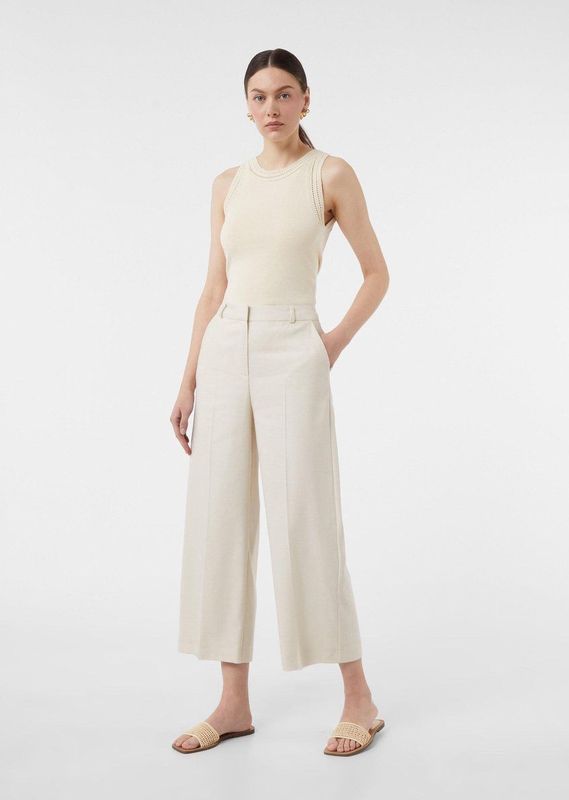 comma - Broek - Linnenmix - Wijde Pijpen - Middelhoge Tailleband