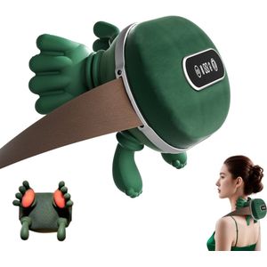 MrGoods Nekmassage Apparaat - Verwarmde Massagehand - LED-Display - Arm, Rug, Been & Schouder Massager met Infrarood - Massagekussen - Shiatsu Massagekussen - Draadloos - Groen
