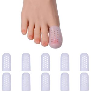 10 Stuks Grote Teenbeschermers - Ademende Siliconen Teenbeschermers - Beschermers voor Hamertenen - Spalk voor Likdoorns en Ingegroeide Teennagels