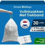 Simple - Vuilniszakken - Groen - 120 Stuks - 30 Liter - Geschikt voor Brabantia Code O