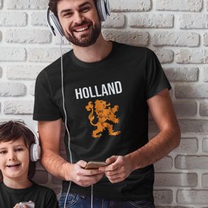 Zwart Koningsdag T-shirt - MAAT XL - Heren Pasvorm - Holland Leeuw 2 Kleuren