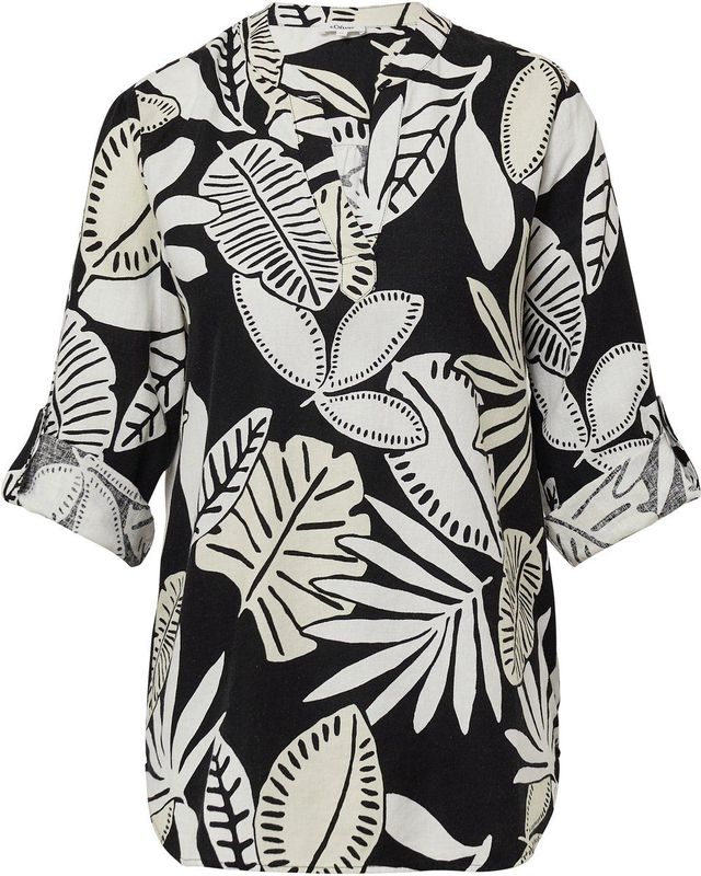 s.Oliver - Blouseshirt - Beige/Zwart/Wit