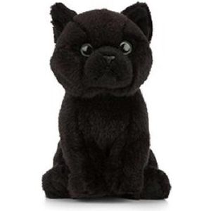 Pluche zwarte Bombay kat/poes knuffel 16 cm - Katten/poezen artikelen - Huisdieren knuffels - Speelgoed voor kinderen
