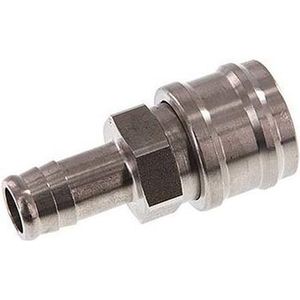 RVS DN 7.2 (Euro) Luchtkoppeling Snelkoppeling 13 mm Slangpilaar Double Shut-Off - CLS7-H-S-SV-13