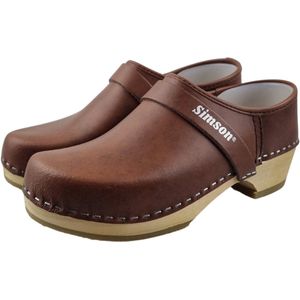 Werkklompen - dichte hiel met houten zool en leren kap - Bruine klompen - Simson maat 42