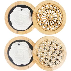 Provento - Diffuser ornament geursteen set met houten doos - Bloem vorm - Etherische oliën geursteen voor woonkamer slaapkamer kantoor - Aromatherapie accessoire - Set van 2