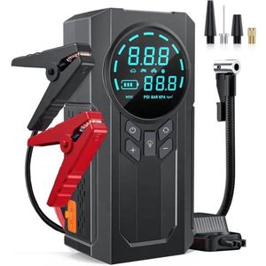 Gearner - Jumpstarter 12V - 3000A - 18500 mAh - Auto Starthulp - Compressor Bandenpomp tot 10 bar - Powerbank - LED Zaklamp en SOS Noodlicht