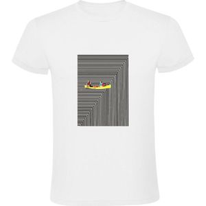 Optische illusie Heren T-shirt | boot | waterval | gezichtsbedrog | verbeelding