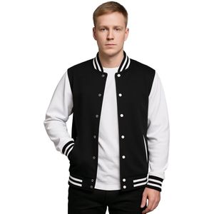 Varsity Jas - Heren Mode - Bomber Jack - Baseball - Zwart en Wit