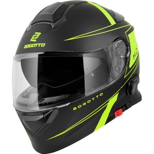 Bogotto H271 Taog Bluetooth Helm Zwart Geel - Maat S - Helm