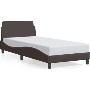 vidaXL - Bedframe - met - hoofdbord - stof - donkerbruin - 80x200 - cm