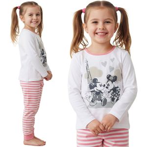 DISNEY Mickey Minnie Mouse KATOENEN pyjama voor meisjes, TWEEDELIGE pyjama met lange mouwen, 100% KATOEN