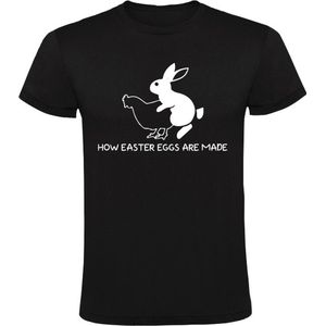How Easter eggs are made Heren T-shirt - konijn - kip - boerderij - pasen - eieren - humor - paaseieren - bespringen