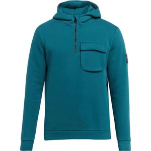 Lyle & Scott 1/4 Zip Hoody Petroleum (Maat L) Zee groen - Casual Heren trui met capuchon