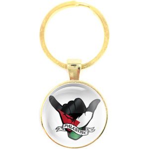 Sleutelhanger Glas - Hand Vlag Palestina