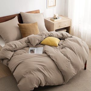 Tweepersoons Beddengoed Set van 4 Stuks in Khaki Tint met Rits