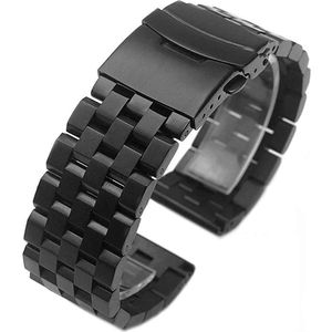 DrPhone SteelCraft PrecisionFit - Metalen 20mm Horlogeband - Druk sluiting - Universeel + Aanpaskit - Zwart