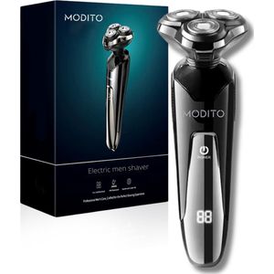 Modito Elektrische Scheerapparaat Mannen - Baardtrimmer - Shaver - Electric Shaver - LED display - Waterproof - Zwart