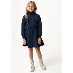 Basic Half Zip Sweater Jurk Meisjes - Navy - Maat 158-164