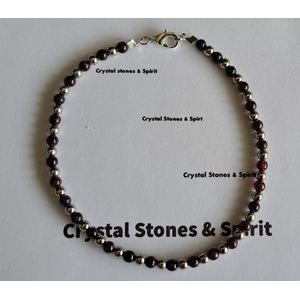 Enkelbandje Granaat / zilverkleurig 4 mm