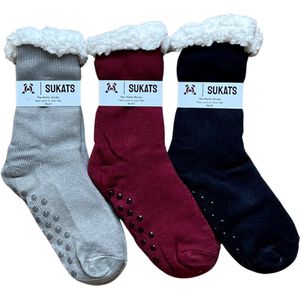 Sukats® Huissokken - Homesocks - 3 Paar - Maat 36-41 - Dames Huissokken - Antislip Sokken - Fluffy Sokken - Slofsokken - Variant 41 - Meerdere Maten en Varianten - Verwarmde Sokken