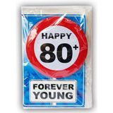Happy Birthday kaart met button 80 jaar