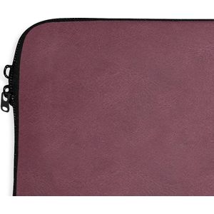 Laptophoes 13 inch - Roze - Leer print - Dierenprint - Laptop sleeve - Binnenmaat 32x22,5 cm - Zwarte achterkant