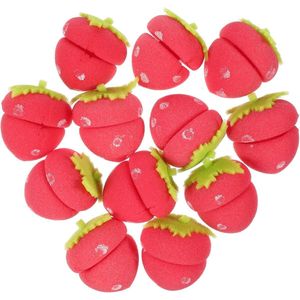 Krultang voor dames - 12 stuks - met sponsballen - spons - aardbeien - haarsieraden - haarbedels - schuim - rood