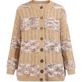 usha - FESTIVAL - Gebreid Vest - Crème / Sand / Eierschaal