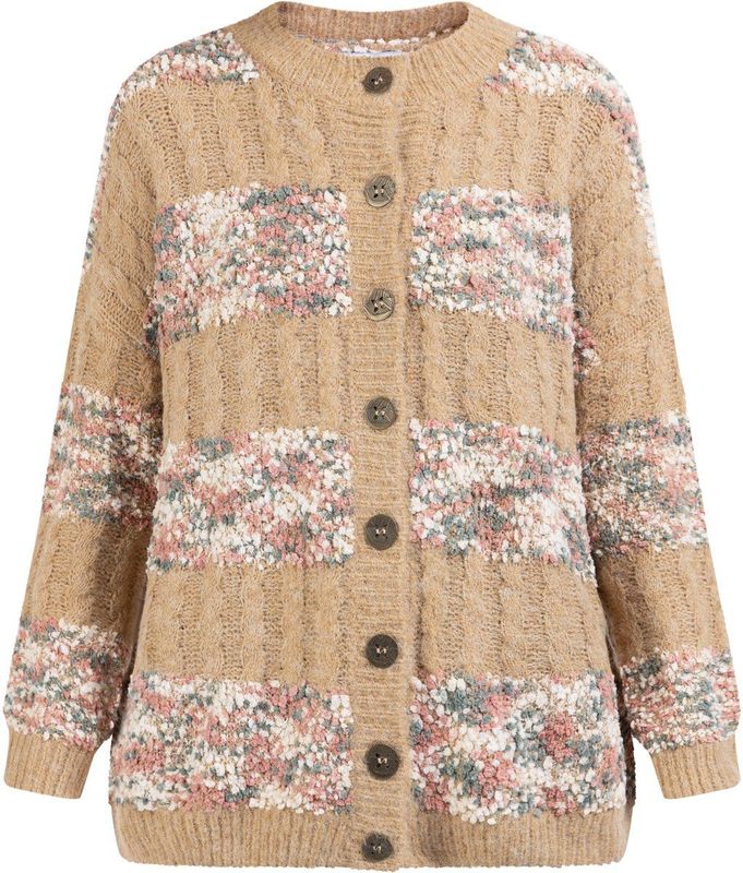 usha - FESTIVAL - Gebreid Vest - Crème / Sand / Eierschaal