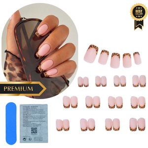 GUAPÀ® Plaknagels Luipaard Print | 24 stuks valse nagels | Press On Nails | Zelfklevende Plaknagels | Nepnagels | Kunstnagels | Compleet plaknagels starterspakket | Franse Nagels | Feest Nagels | 24 stuks plaknagels Luipaard Print