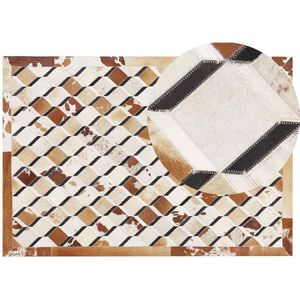 SERINOVA - Patchwork vloerkleed - Bruin - 140 x 200 cm - Koeienhuid