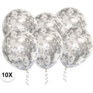 Zilveren Confetti Ballonnen 10 Stuks Luxe Feestversiering Verjaardag Bruiloft Ballon Zilver Papier Confetti Ballon