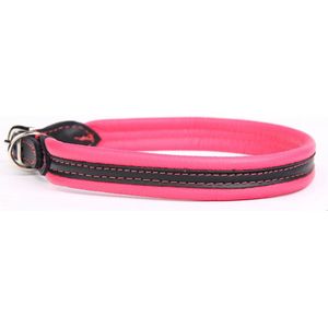 Dog's Companion Leren Halsband - Lengte: 55 cm Verstelbaar van 49-52 cm x 20 mm - soft/duo - Roze