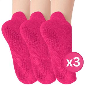 RENALUX - Yoga Sokken Antislip Dames - Antislip Sokken Dames - Pilates Sokken - Anti Slip Sokken - Huissokken met Antislip Dames - Fuchsia, Fuchsia & Fuchsia - Set van Maarliefst 3 Paar