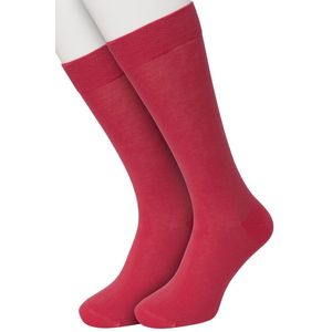 Bonnie Doon Basic Sokken Heren Roze maat 40/46 - 2 paar - Basis Katoenen Sok - Gladde Naden - Brede Boord - Uitstekend Draagcomfort - Goede Pasvorm - 2-pack - Multipack - Effen - Watermeloen Roze/Rood - Watermelon - OL6324012.390