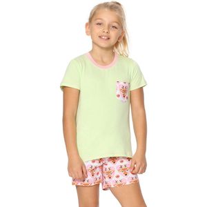 Merry Style - Korte Katoenen Pyjama - Voor Meisjes – Lichtgroen/hearts/deer – 110 - MS-MS10-292-PJ