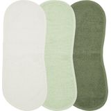 Meyco Baby Uni spuugdoek - 3-pack - badstof - offwhite/soft green/forest green - 53x20cm