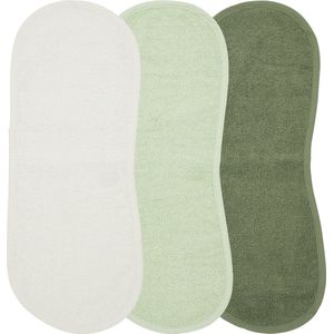 Meyco Baby Uni spuugdoek - 3-pack - badstof - offwhite/soft green/forest green - 53x20cm