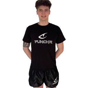 PunchR™ Logo's Sportswear T-Shirt Katoen Zwart Wit - L