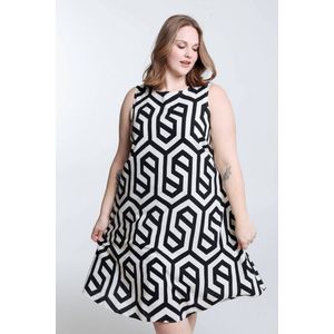 Paprika Lange, linnen jurk met geometrisch motief